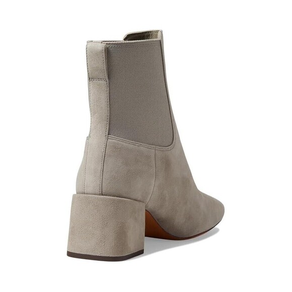 Vince Kimmy Women 9 Booties Hazel Stone Suede Square Toe Block Heel Ankle Boots - Picture 4 of 16